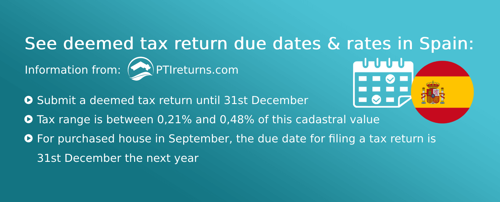 What are deemed tax returns for a property in Spain? PTI